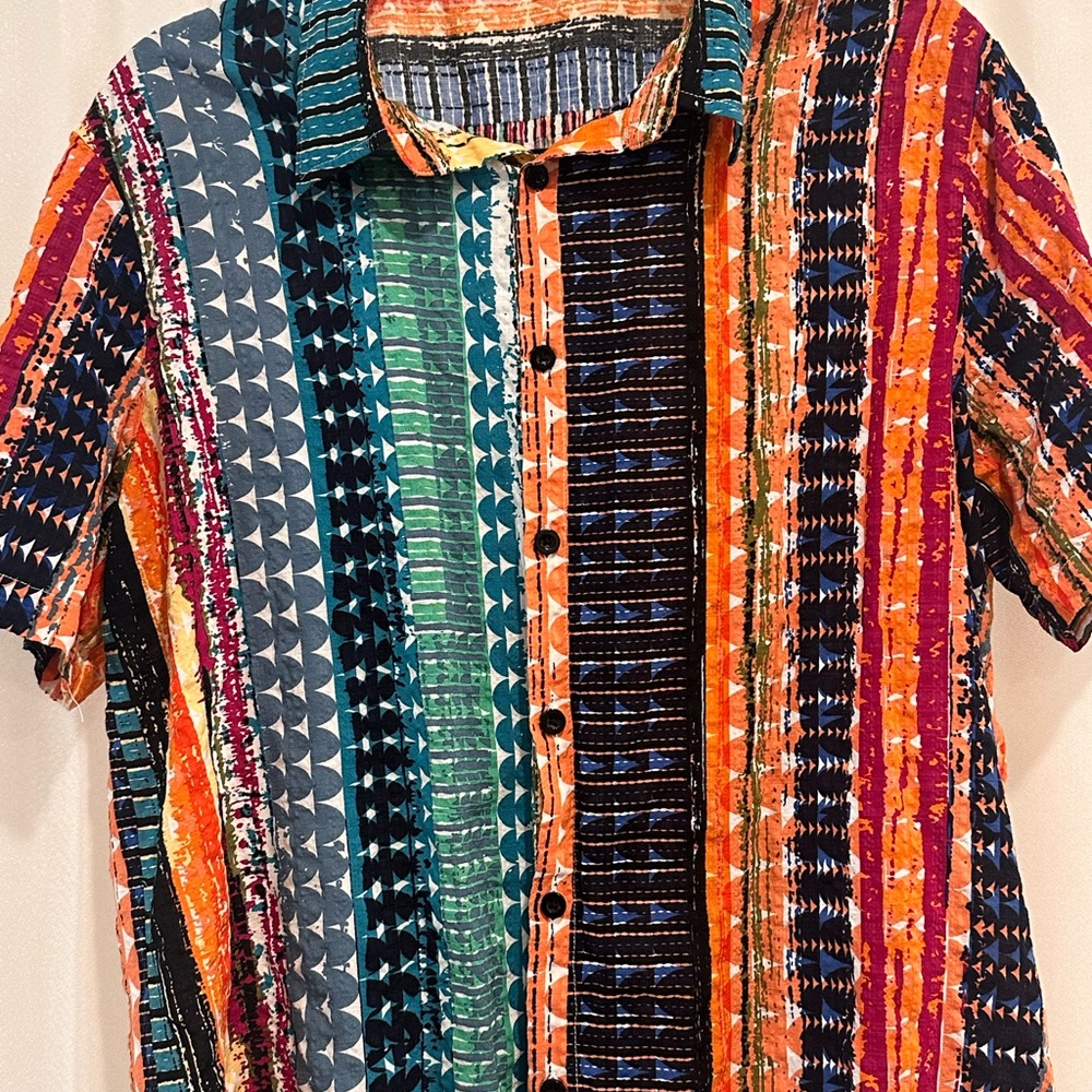 Multicolor Patterned Men's Button-up Shirt